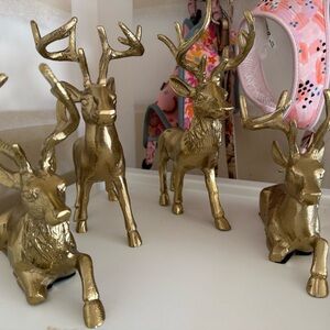Gold Reindeer Figurines